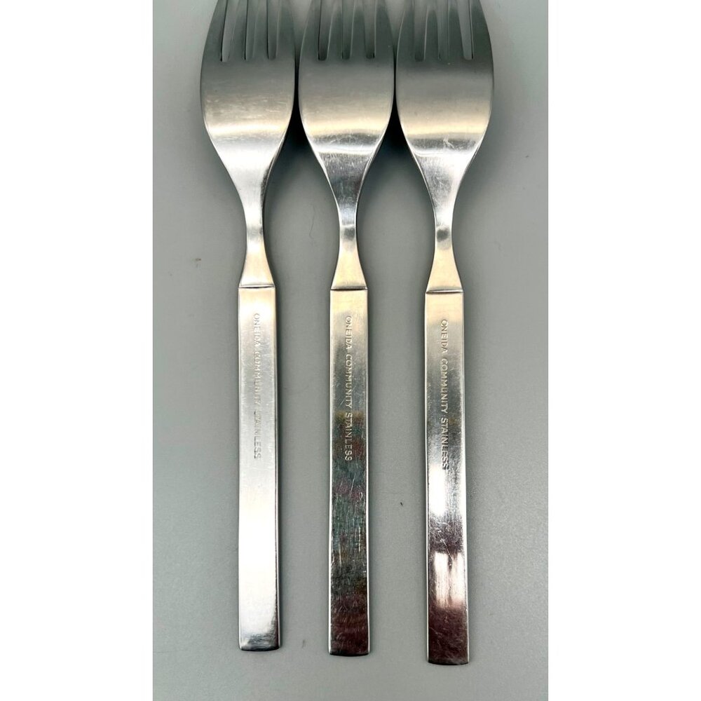 Set Of 3 Oneida Community Isabella Dinner Forks Stainless Steel 7 3/8"L - Picture 3 of 4